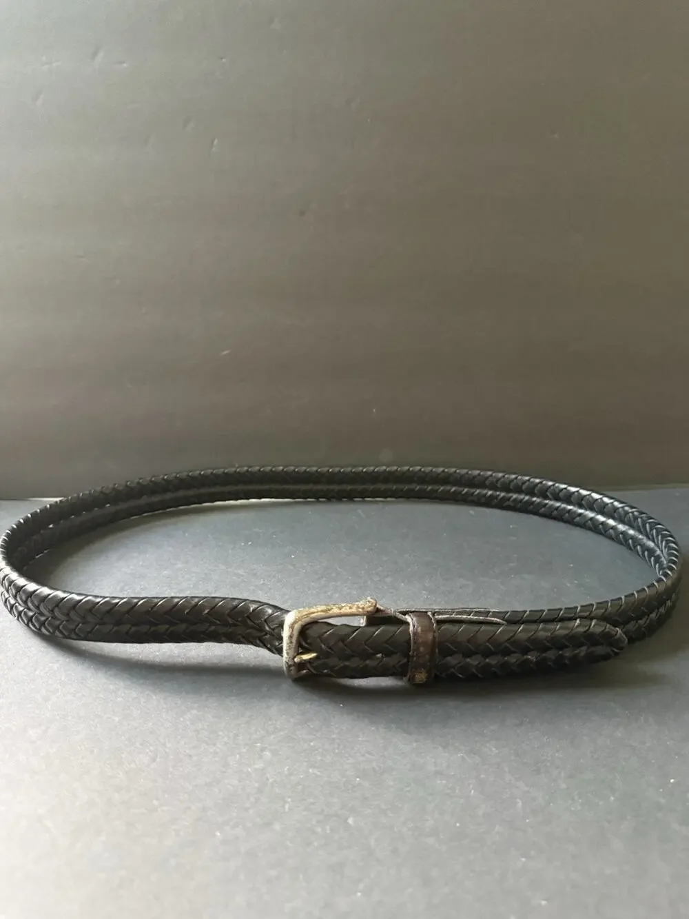 Mens Fossil Size 40 Leather Braided Woven Black Dress Belt Office Career City